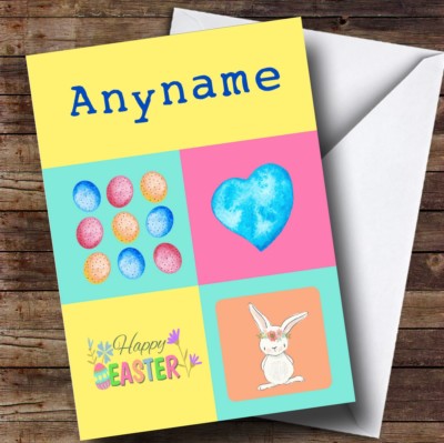 Personalisierte Osterkarte bunte Quadrate