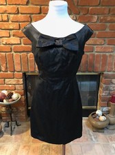 VTG Windsor sz 9 Black Evening Cocktail Party Shiny Bow Cut Out Sheath Dress