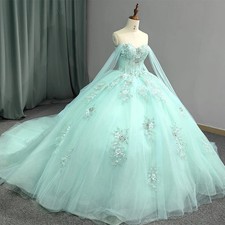 Light Green Off Shoulder Quinceanera Dresses Ball Gown Applique BirthdaySweet 16