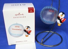 Hallmark Ornament Baseball Star 2019 Penguin with Icy Ball Can Personalize NIB