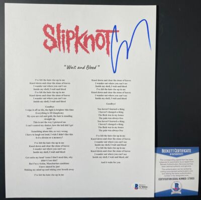Corey Taylor Signed Slipknot Wait And Bleed Lyric Sheet Auto Stone Sour BAS COA