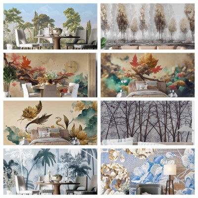 3D Forest Leaves Floral Self-adhesive Wallpaper Removable Wallpaper Wall Mural