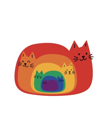 3  Rainbow Cats Sticker Cute Funny Kitty Sitting Silly Weird Unique Cool