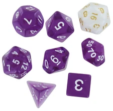 RPG Dice Set (7): Translucent Purple Resin