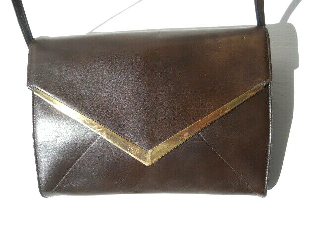 David's of Palm Beach Dark Brown Leather Shoulder / Clutch Bag