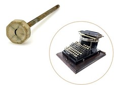 Yost No.1 Typewriter White ( Key Antique Schreibmaschine Part Vtg Keytop thumbnail