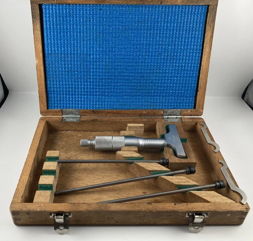 Mitutoyo 129-127 0”-4” Depth Micrometer, 001 resolution. In Original Box, Japan.