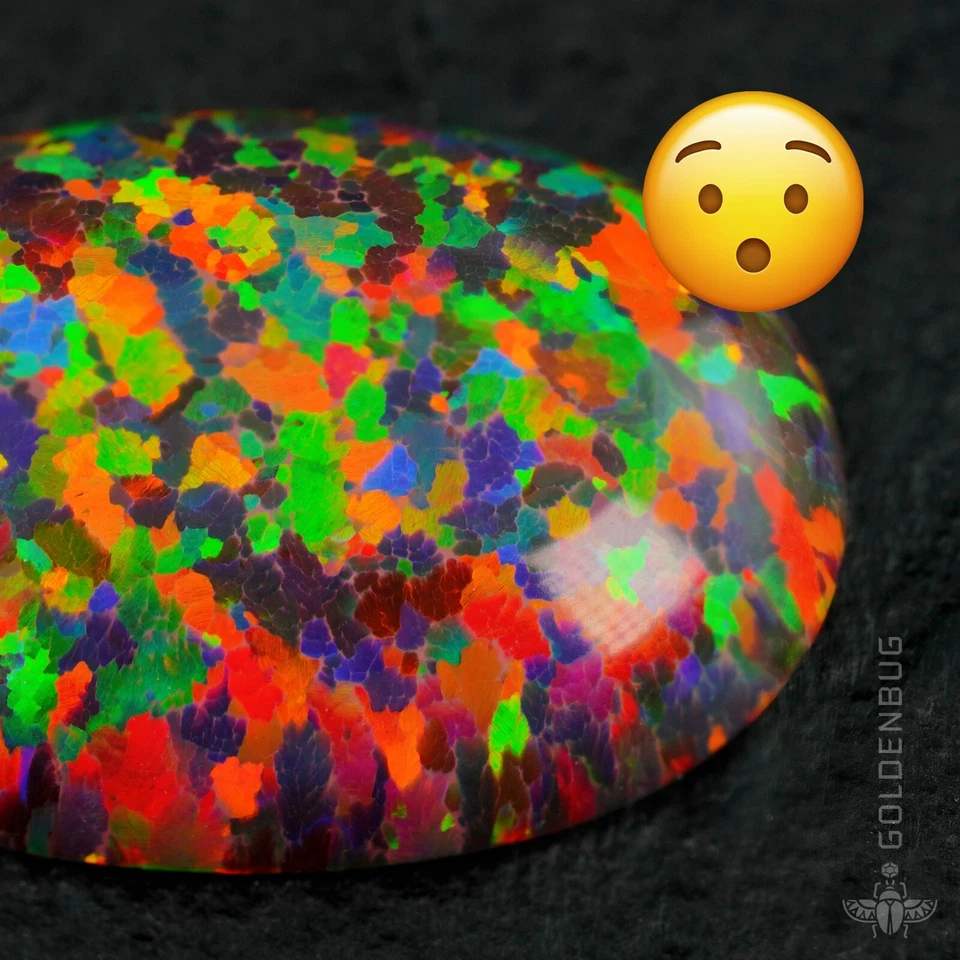 Cabujón ovalado arco iris ópalo negro piedra preciosa suelta 3D color intenso piedra cultivada UE Foto 4 de 4