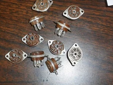 LOT OF 10 Vacuum Tube Socket 7 Pin Brown PHENOLIC Panel Bracket Mount  USA NOS