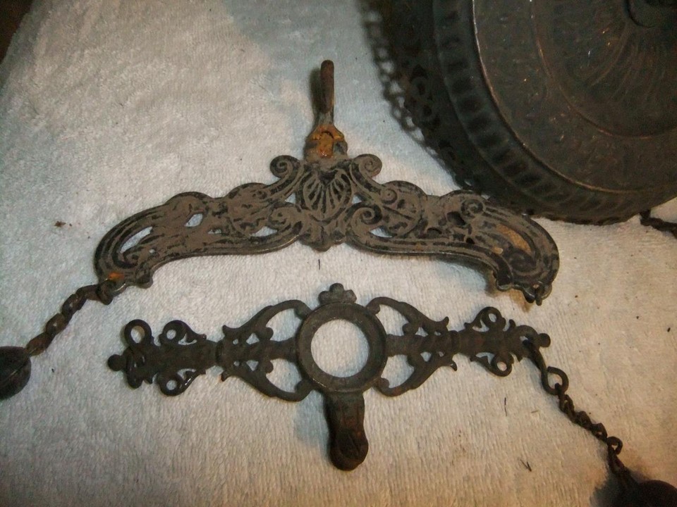 antique Cast Iron Hanging Oil Lamp parts eBay