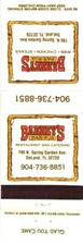DeLand Florida Barney's Bar-B-Q Restaurant and Catering Vintage Matchbook Cover