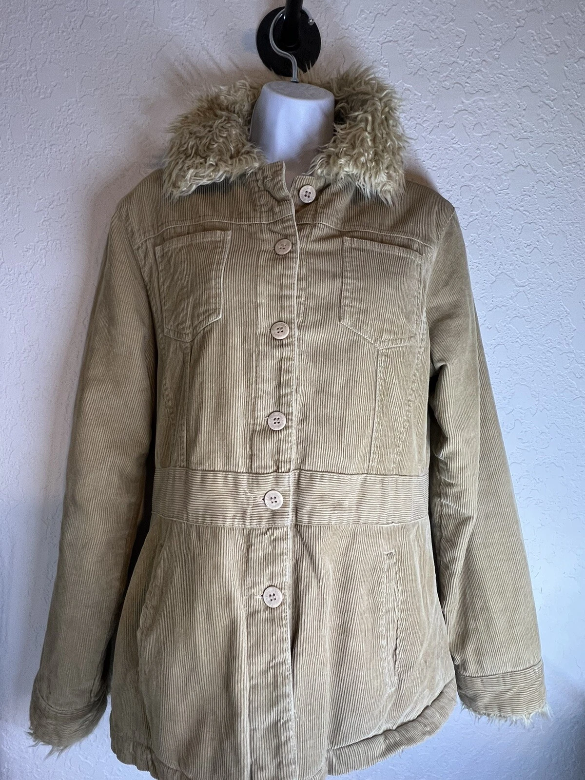 VALENTINO Giacca vintage Fou Fou Valentine taglia L in velluto a coste con pelliccia sintetica Y2K elegante casual