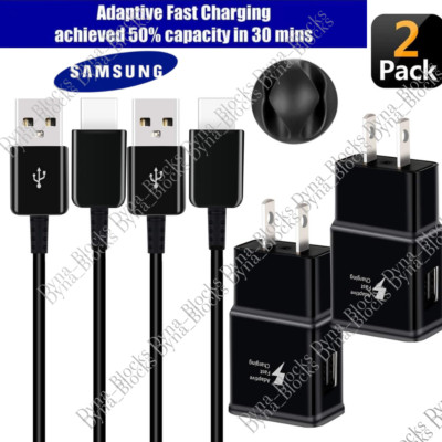 2 PACK Type USB-C Fast Wall Charger Adaptive For Samsung Galaxy S22 S21 S20 S10