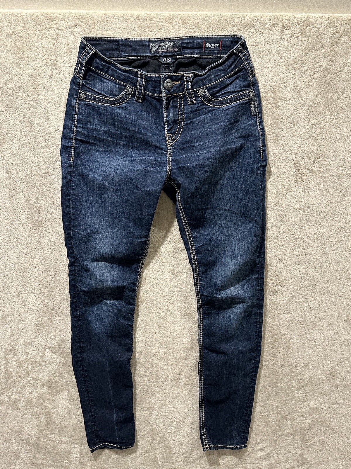 Silver Jeans Womens 27 Blue Suki Super Skinny High Rise Dark Wash Stretch Denim
