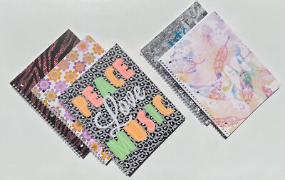 5-Pack Assorted Designers 1-Subject Notebooks Spiral Binding Composition Books