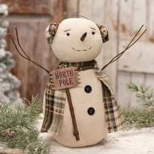 NEW SNOWMAN Figure Christmas NORTH POLE Winter Holiday 11.75"Tx 10"Wx 5.5"D Doll