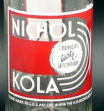 Nichol Kola; Nichol Kola Bott. Co.; Milwaukee, Wis.; 2-color ACL soda pop bottle