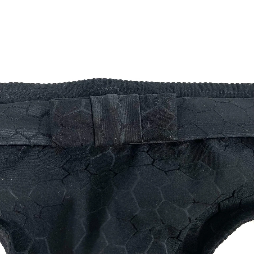 Elle Macpherson Obsidian Betty Thong Size M Black Satin Jacquard Low Rise New - Image 3 of 4