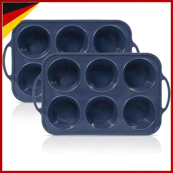Muffinformen Silikon 2 StüCk Jumbo 6 Tassen Antihaft Grau Bpa-Frei Backformen-image