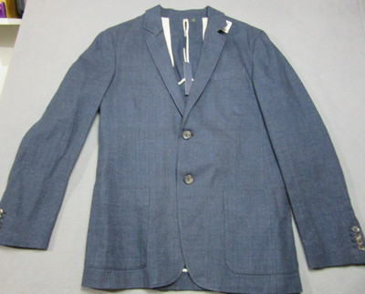 Elie Tahari Jacket Mens 40R Blue Linen Blend Grant Single Breasted Notch Lapel
