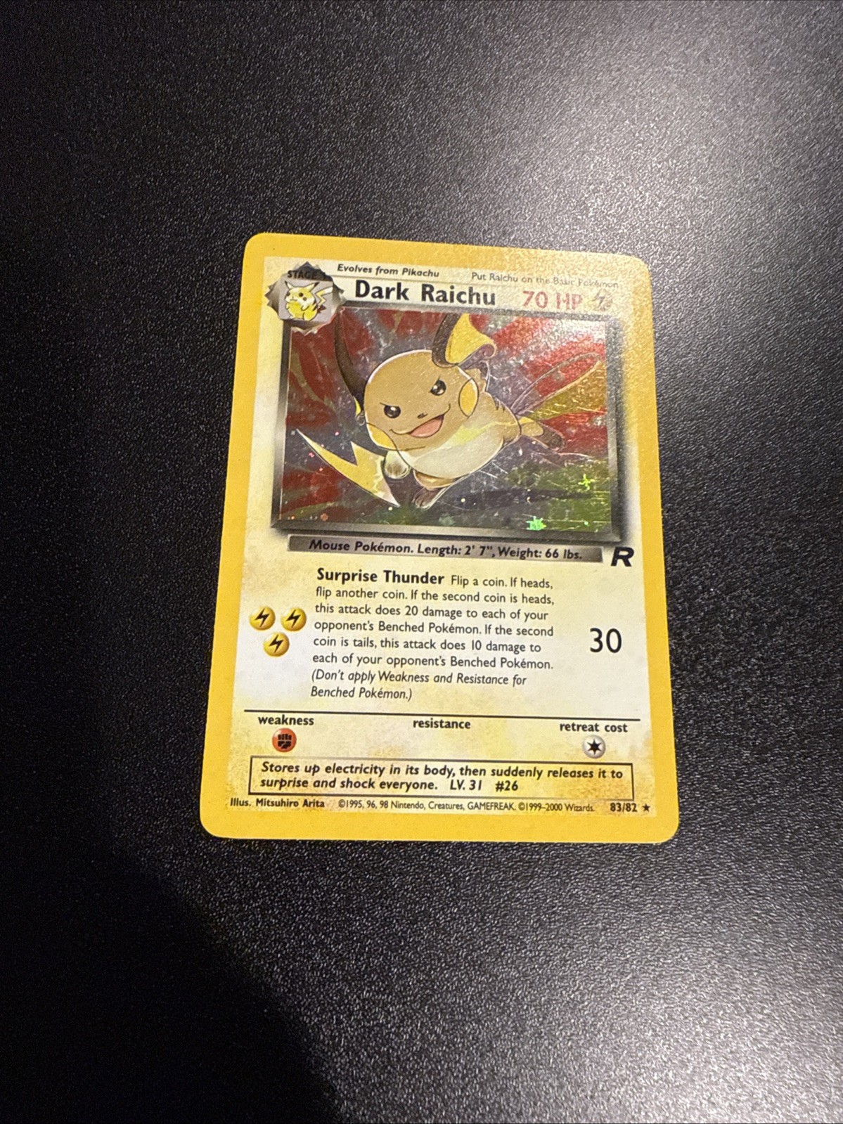 Pokemon Team Rocket 83/82 Dark Raichu Holo NM Near Mint/Light Play