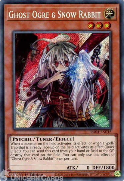 RA04-EN015 Ghost Ogre & Snow Rabbit : Secret Rare 1st Edition Mint YuGiOh Card