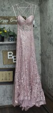 Blondie Nites Juniors Glitter Sequined Corset-Bodice Gown Dress Rose Pink 13