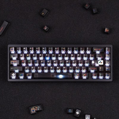 Clear Black Matte Transparent Keycaps 122 Keys Cherry Profile Backlit PC Set