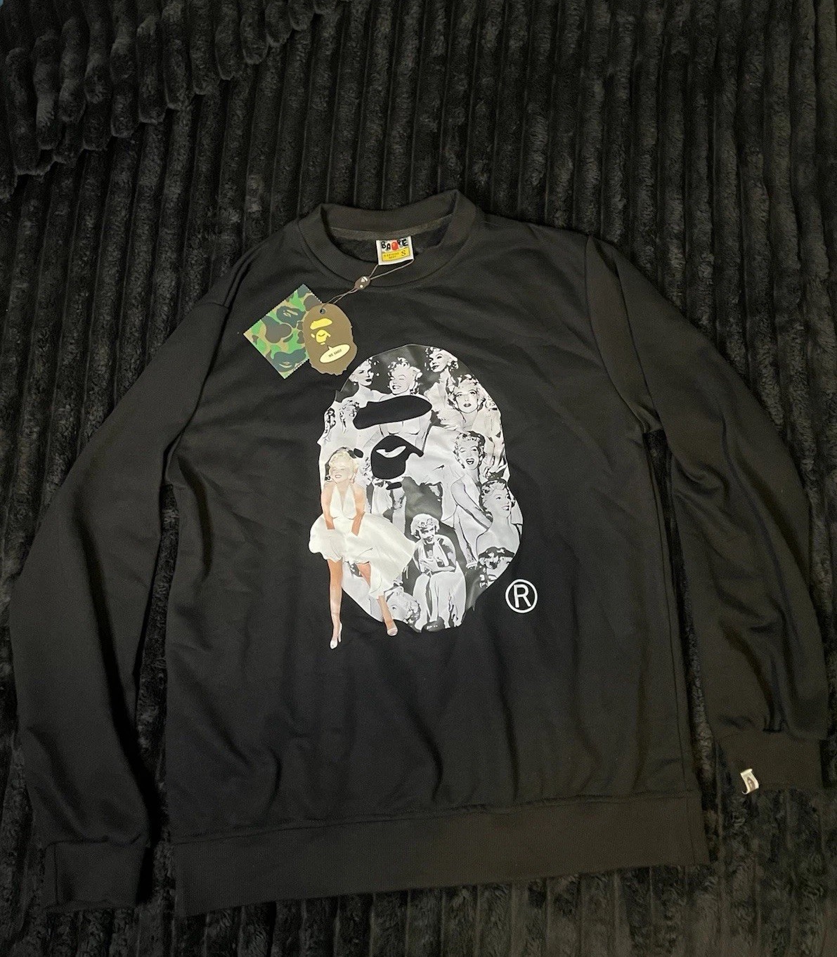 BAPE black long sleeve shirt with Marilyn Monroe graphic