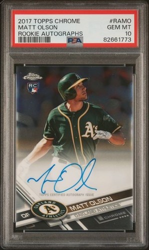 MATT OLSON 2017 Topps Chrome ROOKIE AUTOGRAPHS #RAMO PSA 10 GEM MT RC