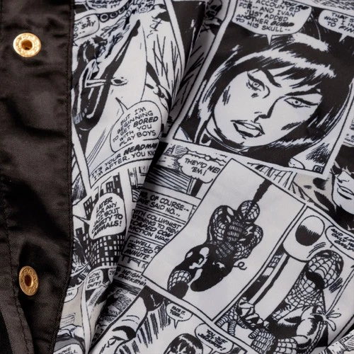 NEW - MARVEL 85th Anniversary Golden Logo Satin Bomber Jacket By Loungefly - XL image 6