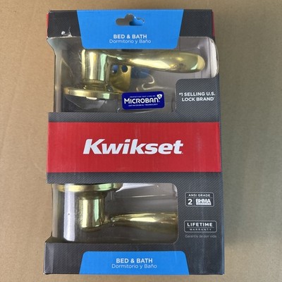Kwikset Tustin Polished Brass Privacy Lockset ANSI/BHMA Grade 2, 1-3/4 in.
