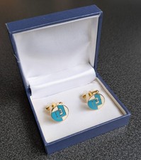 Schöne Manschettenknöpfe Türkis, weiß, goldfarben