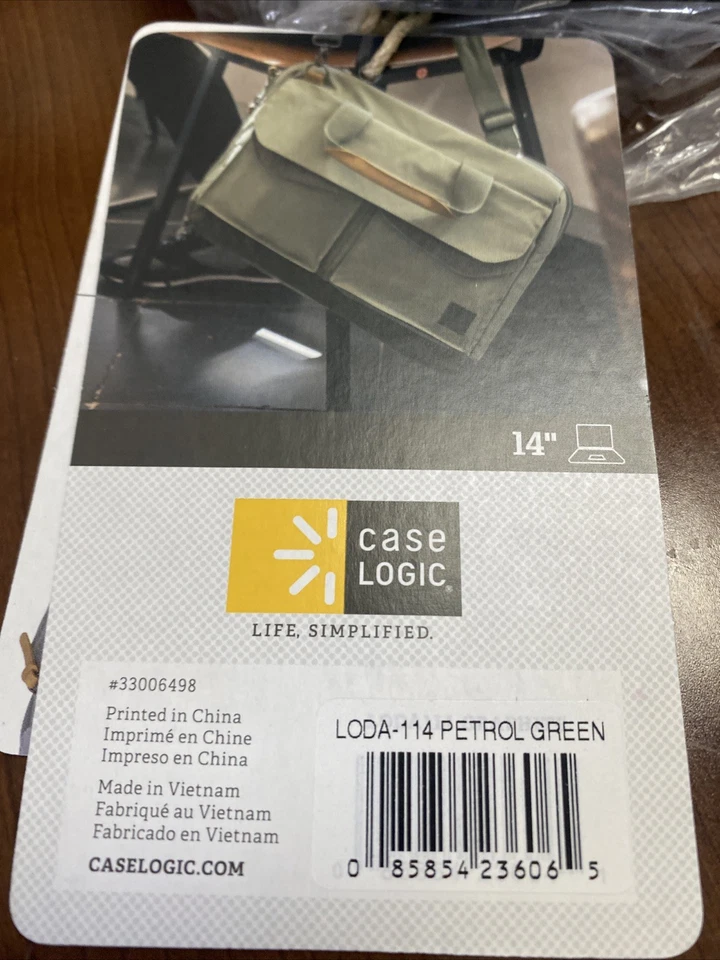 Bolso de hombro para computadora portátil Case Logic Loda-114 verde gasolina 14" nuevo con etiqueta Foto 4 de 4