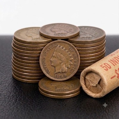 Indian Head Cent Roll of 50 ALL Indian Head Penny Lot of 50 FULL ROLL Quality