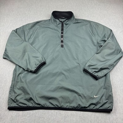 Vintage Nike Jacket Mens 2XL Green Windbreaker 1/2 Zip Running Track Pullover