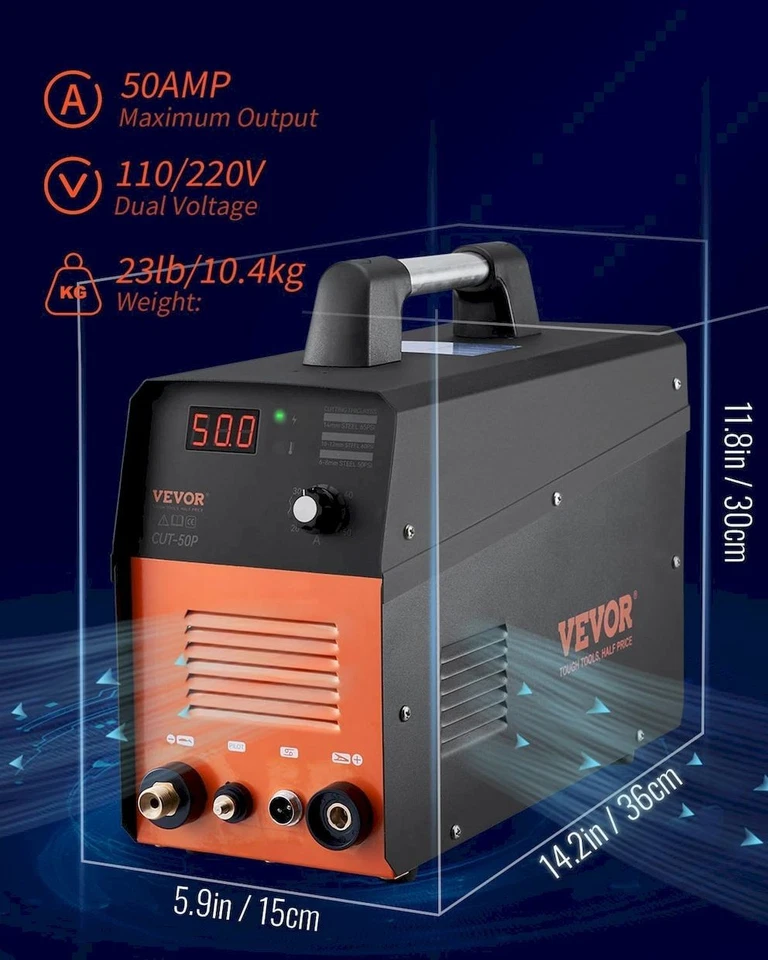 Cortador de plasma VEVOR 50A doble voltaje 110/220V arco piloto inversor IGBT Foto 3 de 4