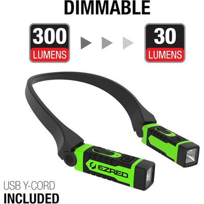 E Z Red NK15 GR Dual Beam Rechargeable Neck Light 300 Lumens Hands Free