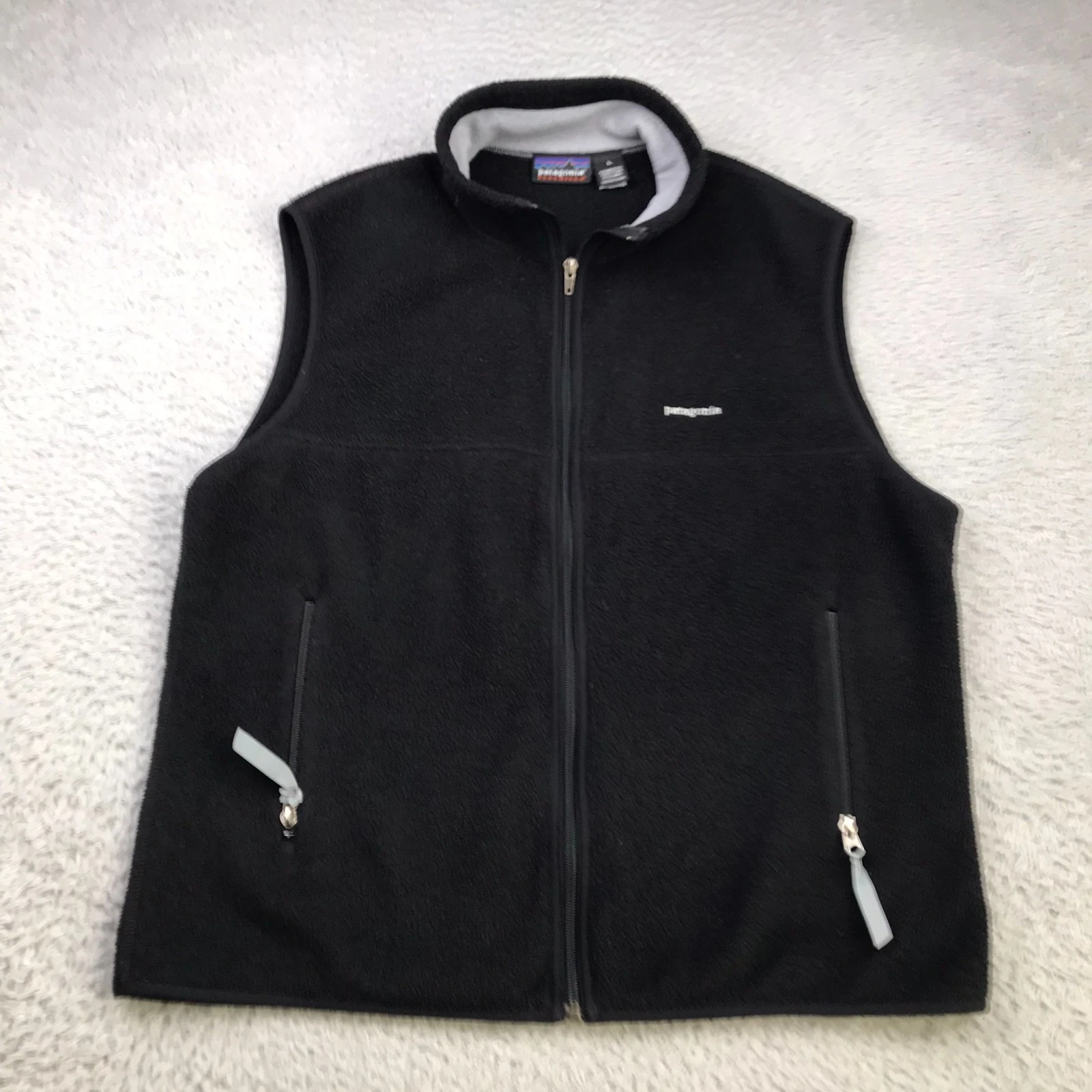 Vintage Patagonia Synchilla Vest Mens L Black Fleece Zip Up Sleeveless Jacket