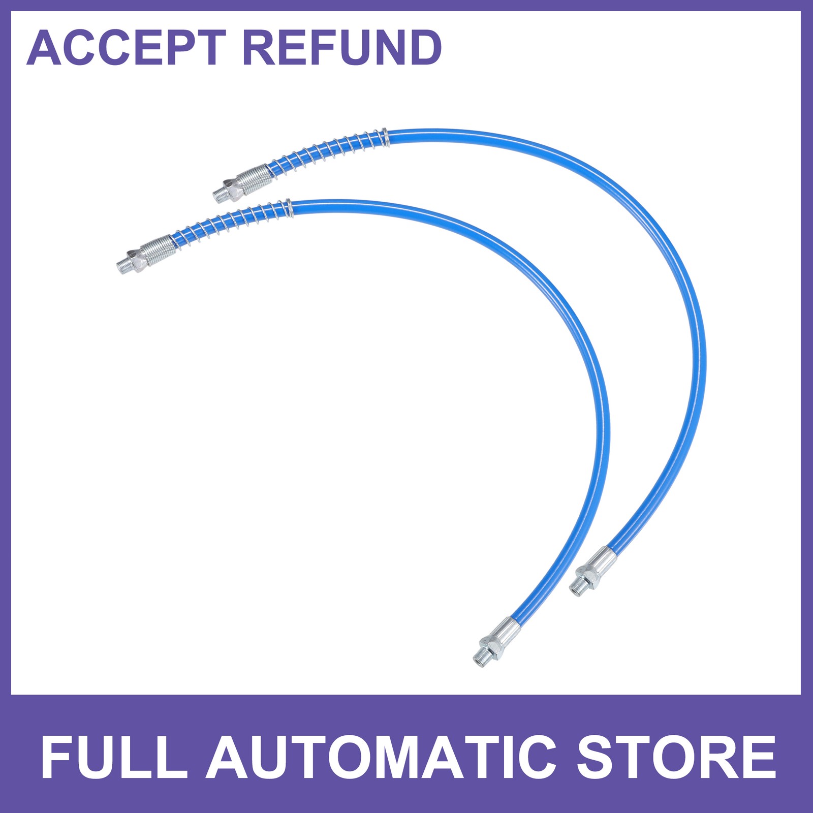 2 Pcs 24" Universal 1/8" NPT Trailer Grease Gun Flex Hose Extension Metal Blue