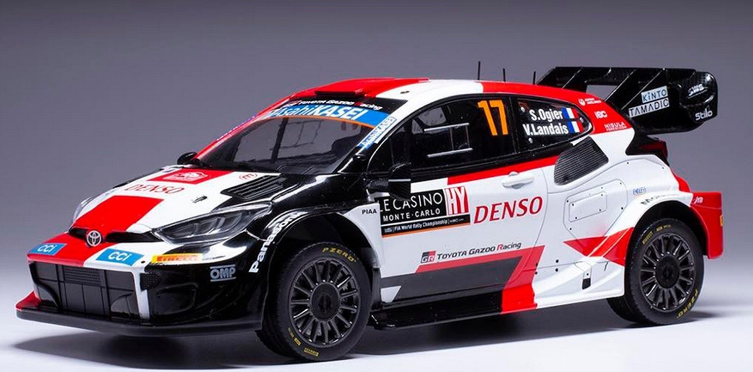Miniature IXO TOYOTA GR Yaris Rallye Monte Carlo 2023 Ogier échelle 1/43