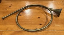 Vintage Brass French Horn- fox call hunt bugle copper military decor decorative