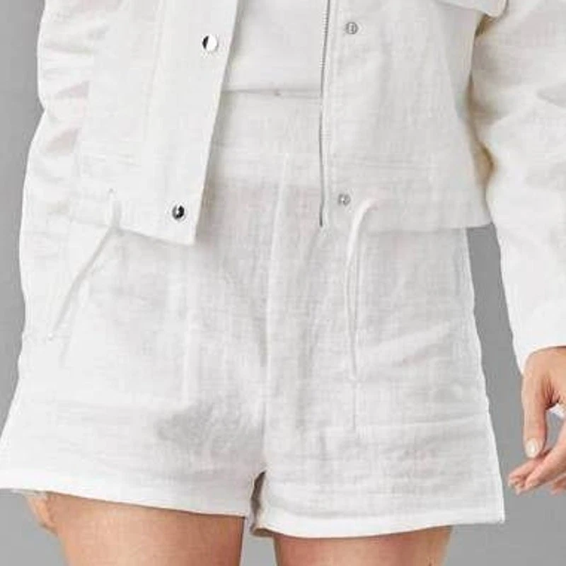 Lola & Sophie Linen Pull On Shorts in White M NWT Coastal Grandmother Minimalist