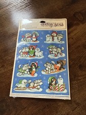 Vintage Hallmark Frosty Friends Christmas Sticker Seals, NIP 4 Sheets, 1981