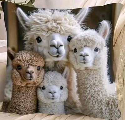 Llamas Alpacas 2D effect Printed Decorative Scatter Cushion Cover 