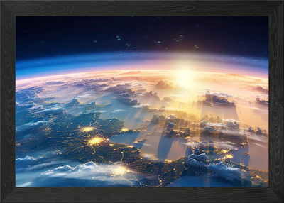 Sternenlicht Erde Weltraum gerahmtes Wandbild Poster Leinwanddruck Bild