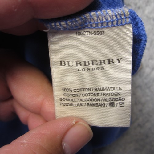 Burberry London Poloshirt Herren XL Blau Langarm Karo Kragen Baumwolle Logo - Bild 11 von 17