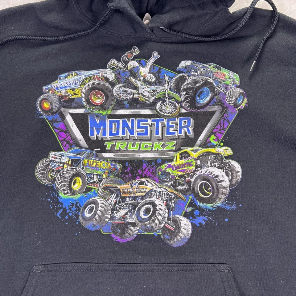 Monster Truckz Tour Large Black Hoodie Distressed Gold Digger Aftershock - Image 2 of 4