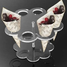 8 Hole Acrylic Ice Cream Cone Holder Stand f/ Cone Snow Cone Hand Roll Sushi