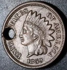1859 INDIAN HEAD CENT - With LIBERTY & DIAMONDS - XF/AU Details